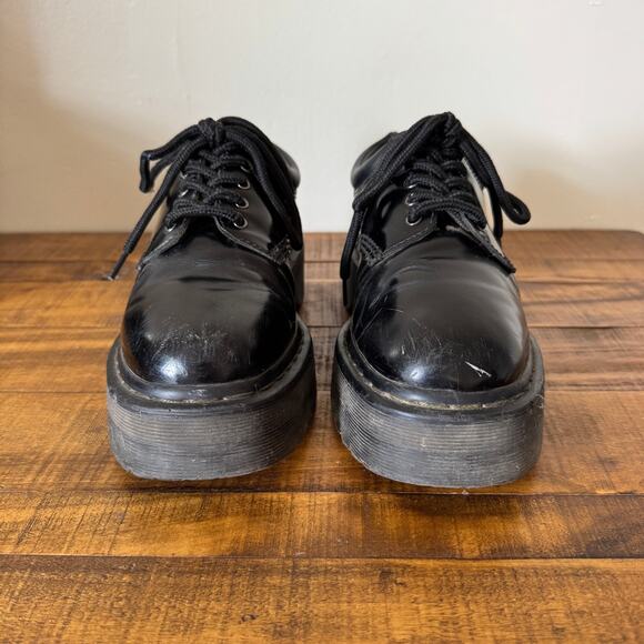 DR. MARTENS 8053 QUAD BLACK SMOOTH LEATHER PLATFORM SHOES WOMENS SIZE 9 - Picture 3 of 5